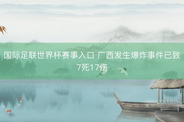 国际足联世界杯赛事入口 广西发生爆炸事件已致7死17伤