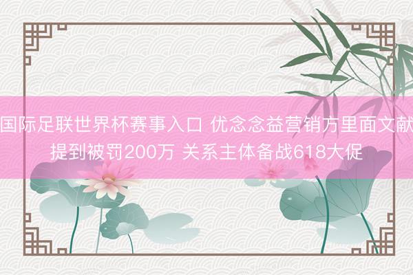 国际足联世界杯赛事入口 优念念益营销方里面文献提到被罚200万 关系主体备战618大促