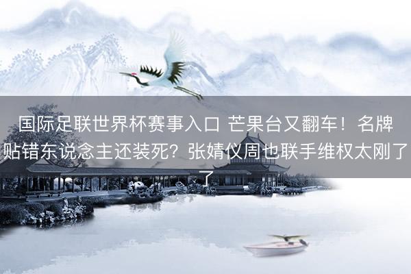 国际足联世界杯赛事入口 芒果台又翻车！名牌贴错东说念主还装死？张婧仪周也联手维权太刚了