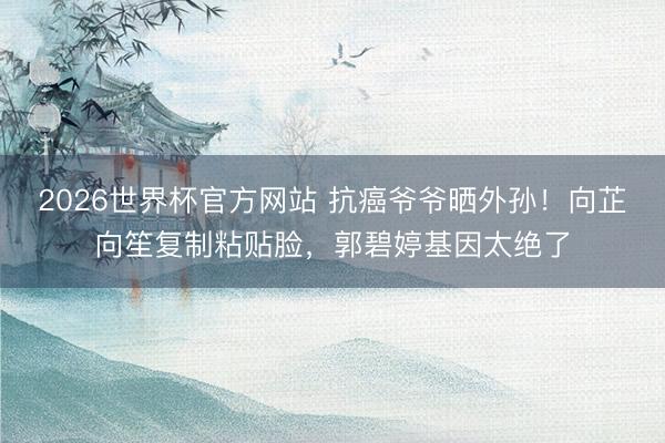 2026世界杯官方网站 抗癌爷爷晒外孙！向芷向笙复制粘贴脸，郭碧婷基因太绝了