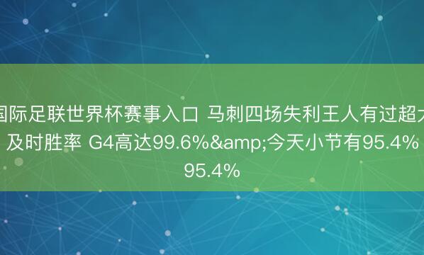 国际足联世界杯赛事入口 马刺四场失利王人有过超大及时胜率 G4高达99.6%&今天小节有95.4%