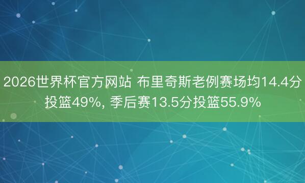 2026世界杯官方网站 布里奇斯老例赛场均14.4分投篮49%， 季后赛13.5分投篮55.9%