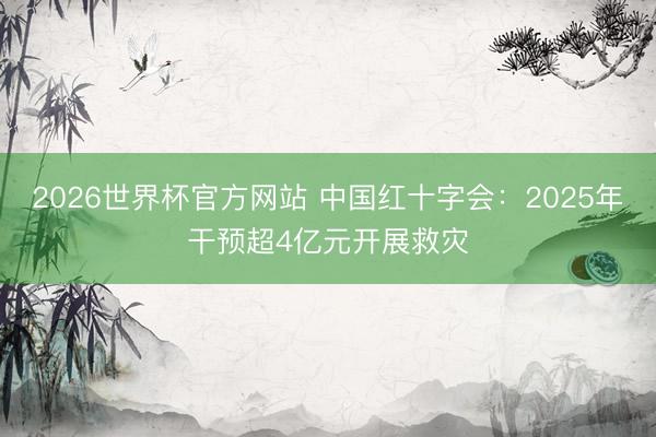 2026世界杯官方网站 中国红十字会：2025年干预超4亿元开展救灾